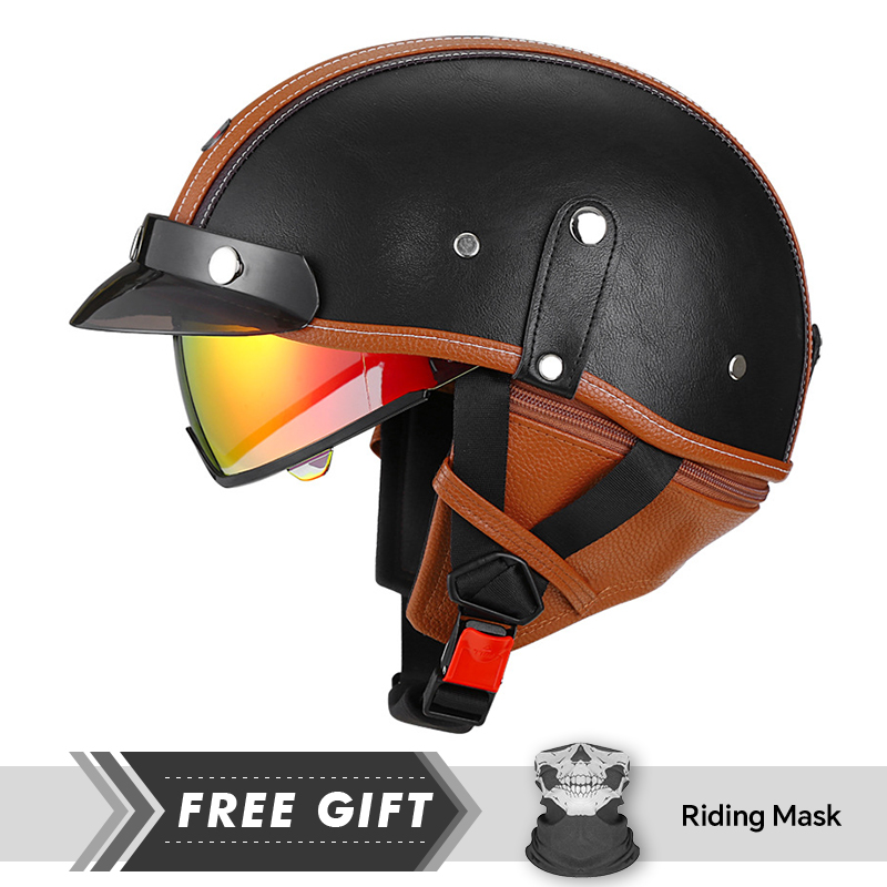 Motorcycle Gear Store - Hot Sale Leather Half Face Helmet