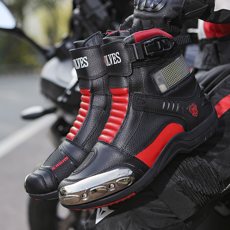 JG.WOLVES Leather Biker Shoes  - Motorcycle Gear For Women ulasan dan harga