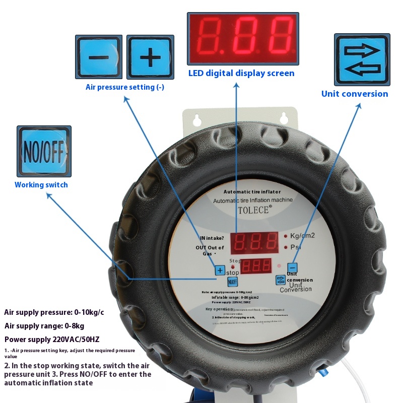 Fully Automatic Car Tire Infla - Tyre Pressure Gauge ulasan dan harga
