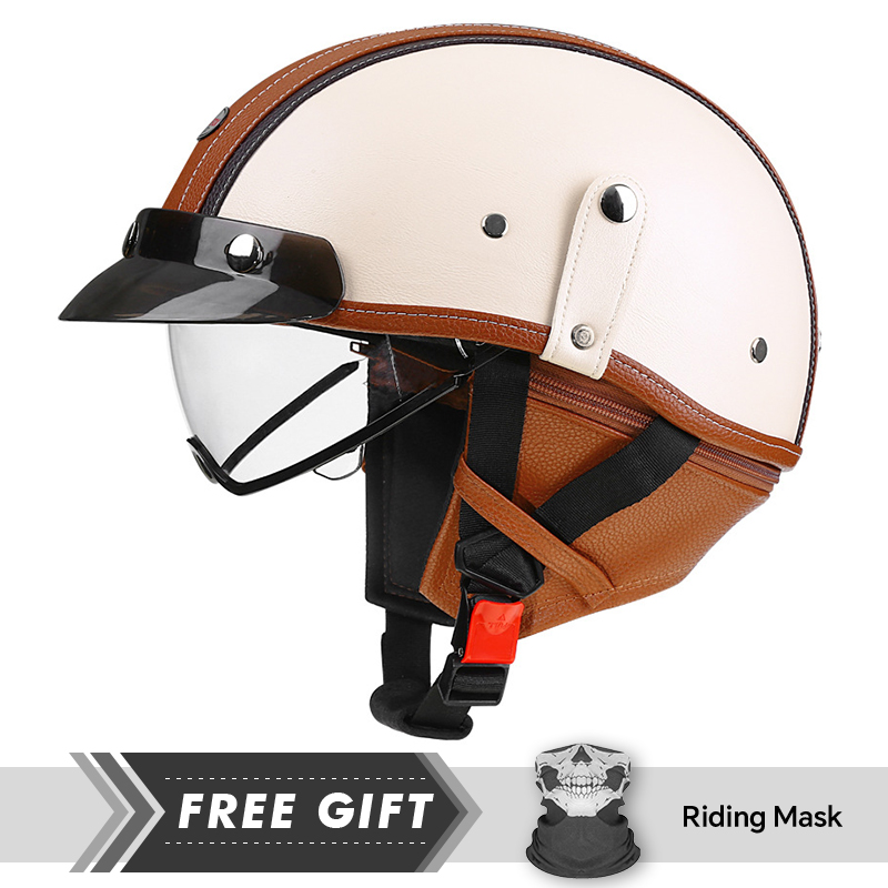 Hot Sale Leather Half Face Hel - Motorcycle Gear Store ulasan dan harga