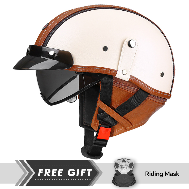 Hot Sale Leather Half Face Hel - Motorcycle Gear Store ulasan dan harga